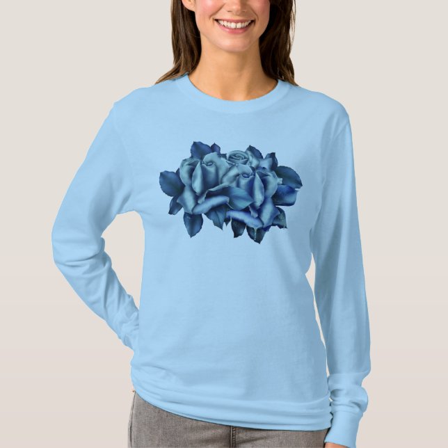 T-shirts Rosas de inverno Longa Folga (Frente)