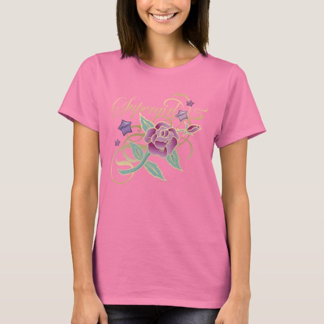 T-shirts Rosas de Rico super-menina (Frente)