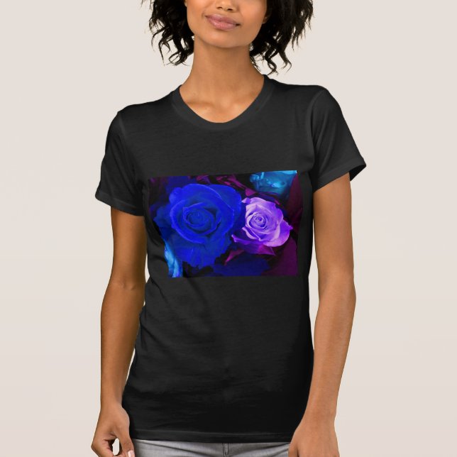 T-shirts Rosas Dia de as mães Azul Roxos Felizes (Frente)