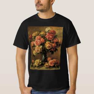 T-shirts Rosas em um Vaso de Pierre Renoir, Arte Fino Antig