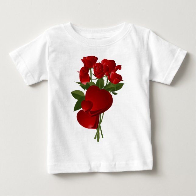 T-shirts Rosas vermelhas e corações impressionantes (Frente)