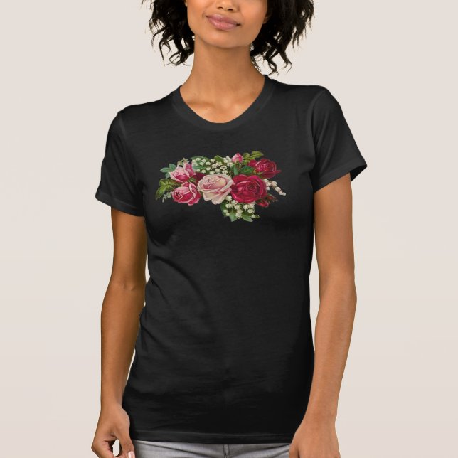 T-shirts Rosas vitorianas clássicas Lily do Vale Romance (Frente)