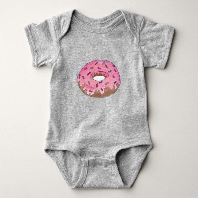 T-shirts Rosquinha rosa Dobra Sprinkles Breakfast Comida (Frente)