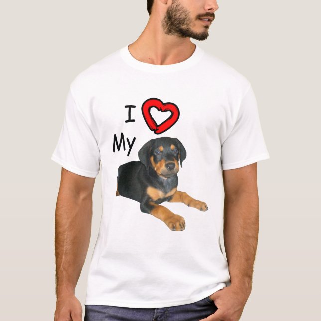 T-shirts Rottweiler Puppy Eu Amo Meu Rott (Frente)