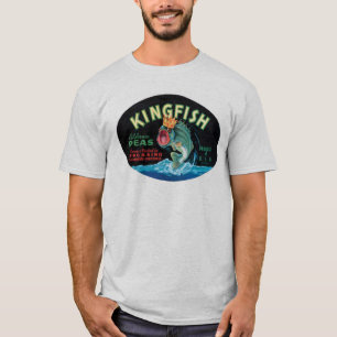 T-shirts Rótulo de Taxa de Crato de Peas de Kingfish Vinta