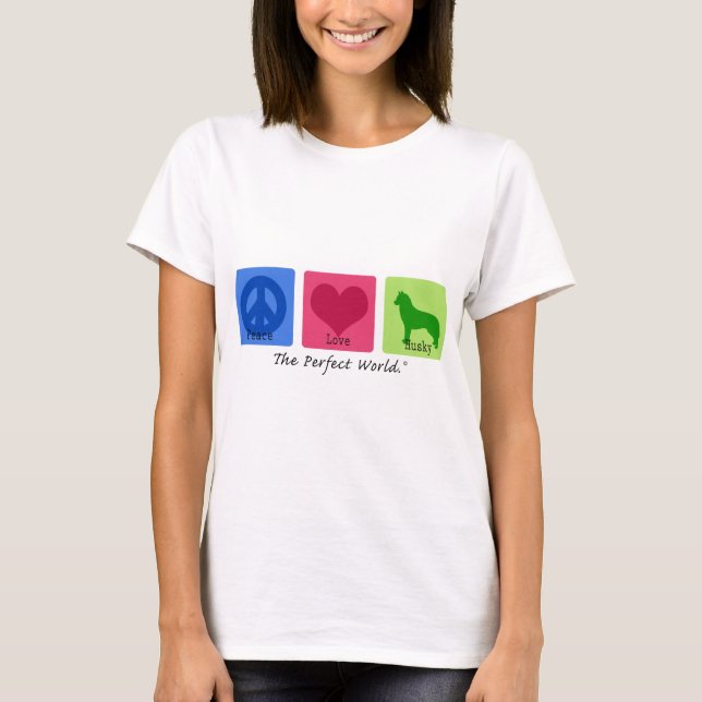 T-shirts Rouco Siberian do amor da paz (Frente)