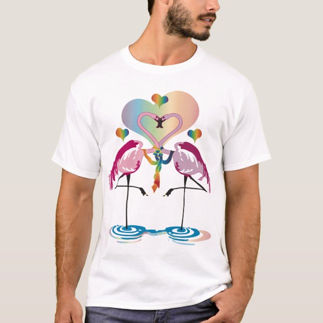 T-shirts Roupa alegre dos flamingos (Frente)