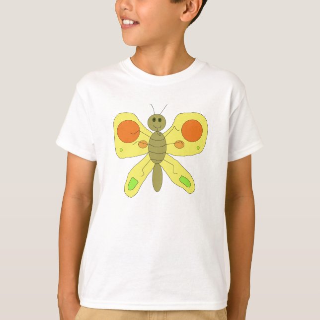 T-shirts roupa de borboleta ouro (Frente)
