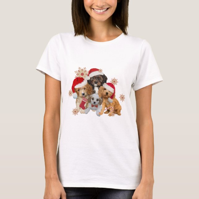T-shirts Roupa de Natal de Cavapoo (Frente)