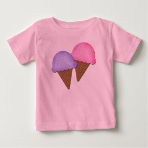 T-shirts Roupa feminino dos cones bonitos do sorvete da