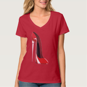 T-shirts Roupa vermelha da arte dos calçados do estilete d