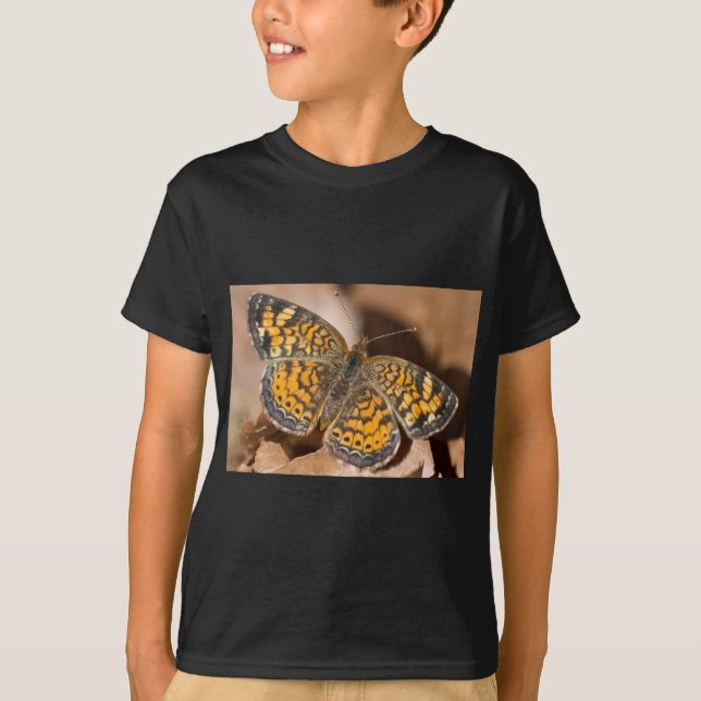 T-shirts Roupas e Presentes de Mariposa Marrom e Laranja (Frente)