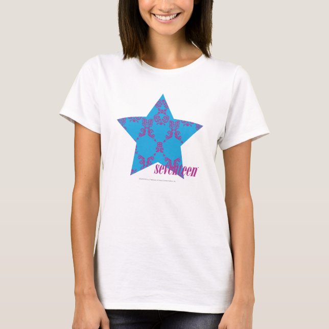 T-shirts Roxo-Aqua 2 do damasco (Frente)