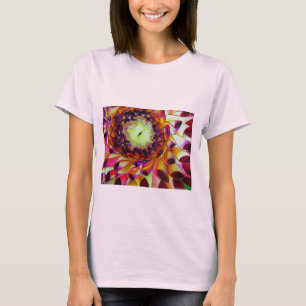 T-shirts Roxo Dahlia abstrato original da arte floral