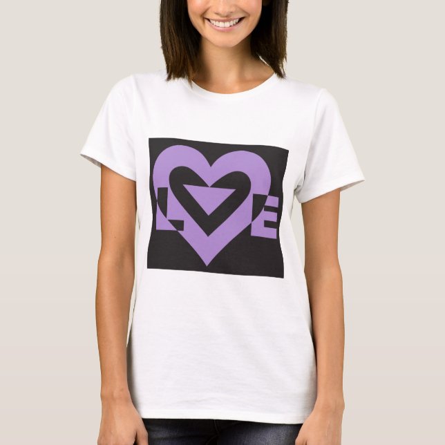 T-shirts Roxo do Amor a Preto (Frente)