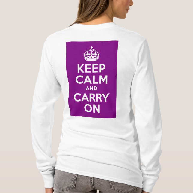 T-shirts Roxo Fique Calmo e Continue (Verso)