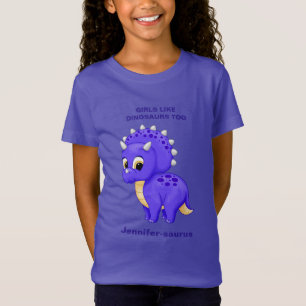 T-shirts Roxo Tricerátops Raparigas Como Dinossauros Também