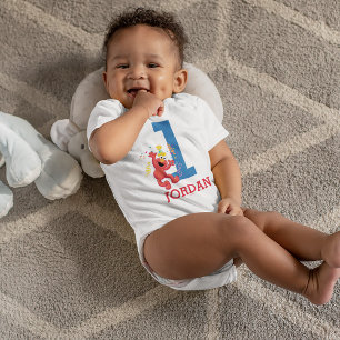 T-shirts Rua Sésamo   Elmo - primeiro aniversario arco-íris