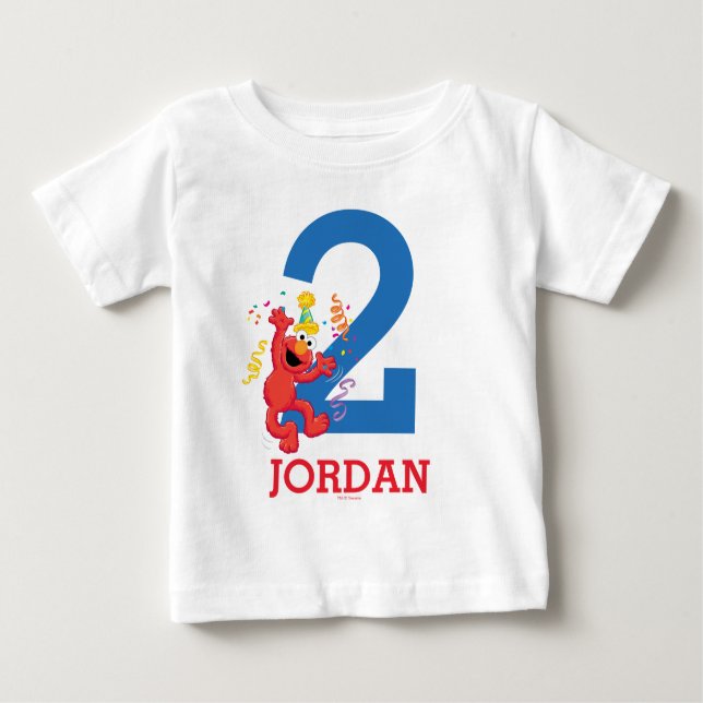 T-shirts Rua Sésamo | Elmo - segundo aniversário arco-íris (Frente)