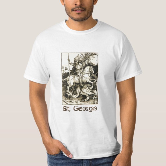 T-shirts RUAS. GEORGE E DRAGON, preto branco (Frente)