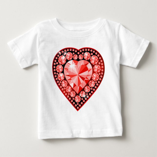 T-shirts Ruby Gemstone Heart (Frente)