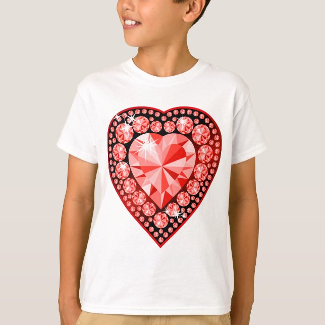 T-shirts Ruby Gemstone Heart (Frente)