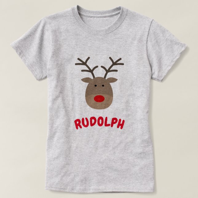T-shirts Rudolph nariz vermelho renas de Natal t shirts (Frente do Design)