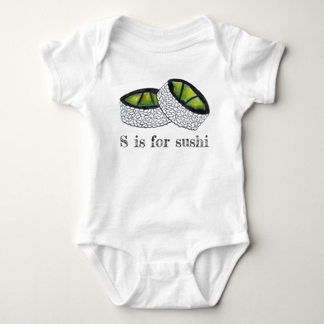 T-shirts S é para Sushi Comida japonesa Avocado Roll Comida (Frente)