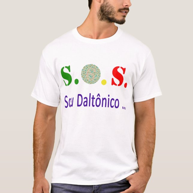 T-shirts S.O.S. Sou Daltônico (Frente)