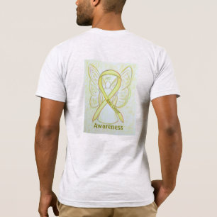 T-shirts Saber do Cancer Ósseo Teto Anjo de Fita Amarela