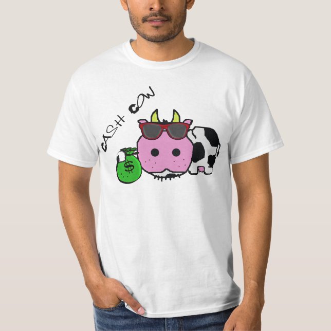 T-shirts Saco dos desenhos animados w/Money da vaca de (Frente)