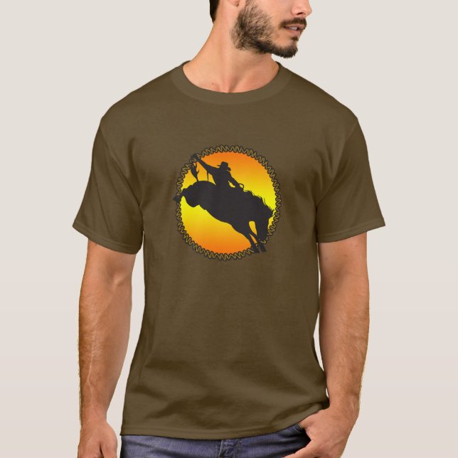 T-shirts Saddle Bronc Sunset (Frente)