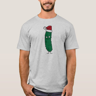T-shirts Salmoura de aneto do Natal que veste um chapéu do