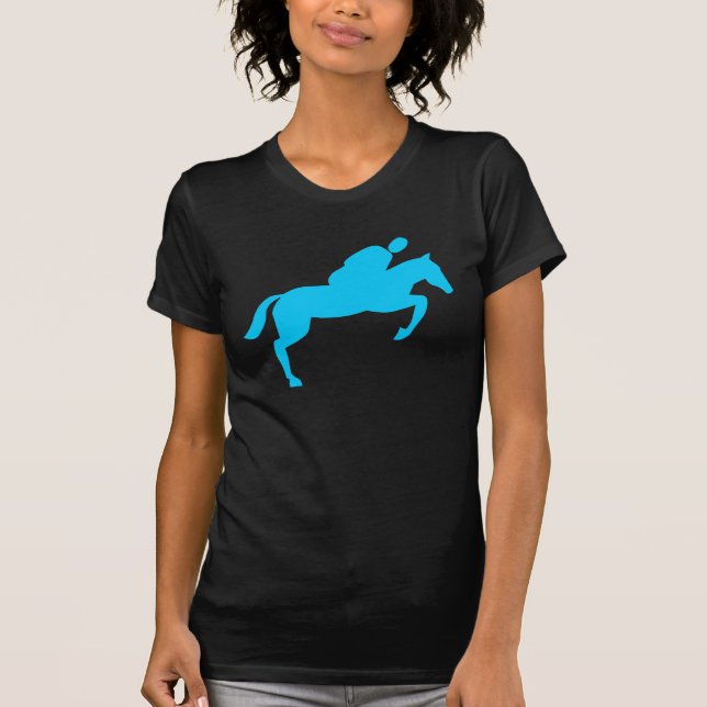 T-shirts Salto de cavalos - Azul-céu (Frente)
