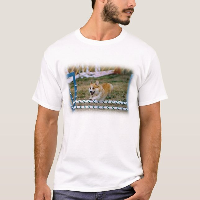 T-shirts Salto do Corgi do Pembroke (Frente)