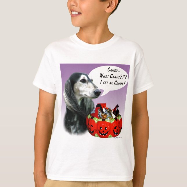T-shirts Saluki Halloween Candy (Frente)