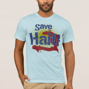 T-shirts Salvar rendimentos de Haiti (azul) - vão à CRUZ