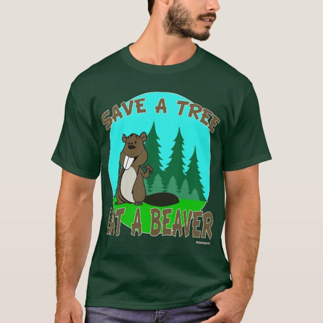 T-SHIRTS SALVAR UMA ÁRVORE COMEM UM CASTOR (Frente)