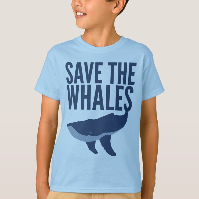 T-shirts Salve as Baleias (Crianças) (Frente)