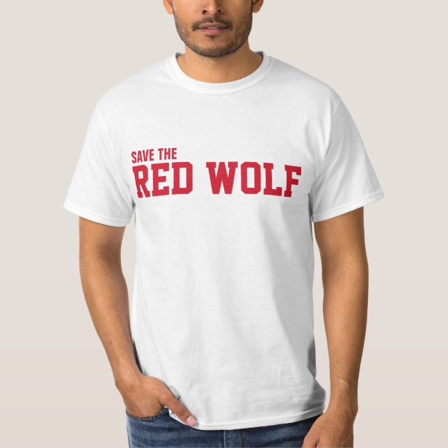 T-shirts Salve o Lobo Vermelho selvagem da extinção (Frente)