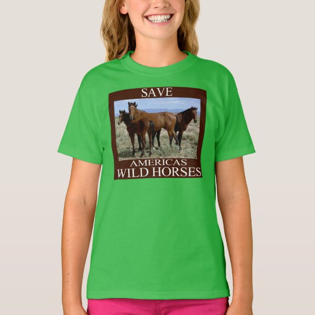 T-shirts Salve os Cavalos Selvagens (Frente)