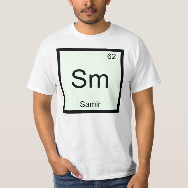 T-shirts Samir Nome Química Elemento Tabela Periódica (Frente)