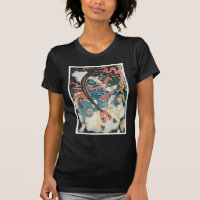 Samurai mata um demônio, pintura japonesa antiga