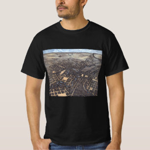 T-shirts San Antonio, Texas, Mapa Aéreo Antigo da Cidade, 1