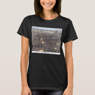 T-shirts San Antonio, Texas, Mapa Aéreo Antigo da Cidade, 1