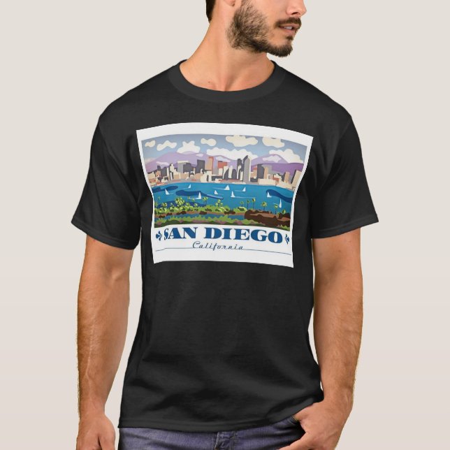 T-shirts San Diego Skyline (Frente)