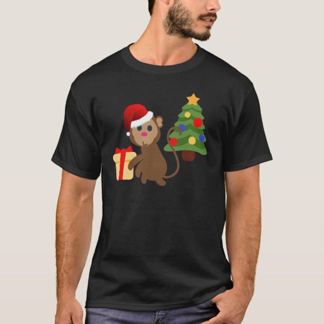T-shirts santa claus monkey emoji (Frente)