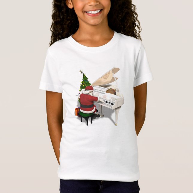 T-shirts Santa Claus Pianist (Frente)