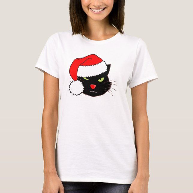 T-shirts Santa Hat Cat (Frente)