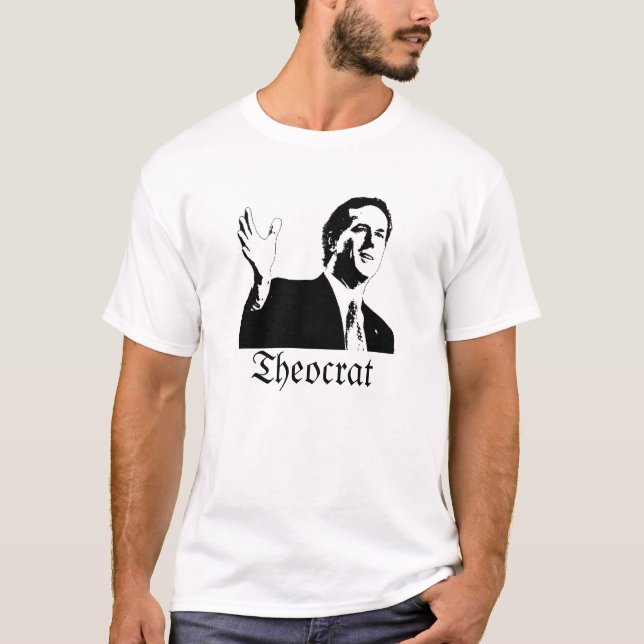 T-shirts Santorum Theocrat (Frente)